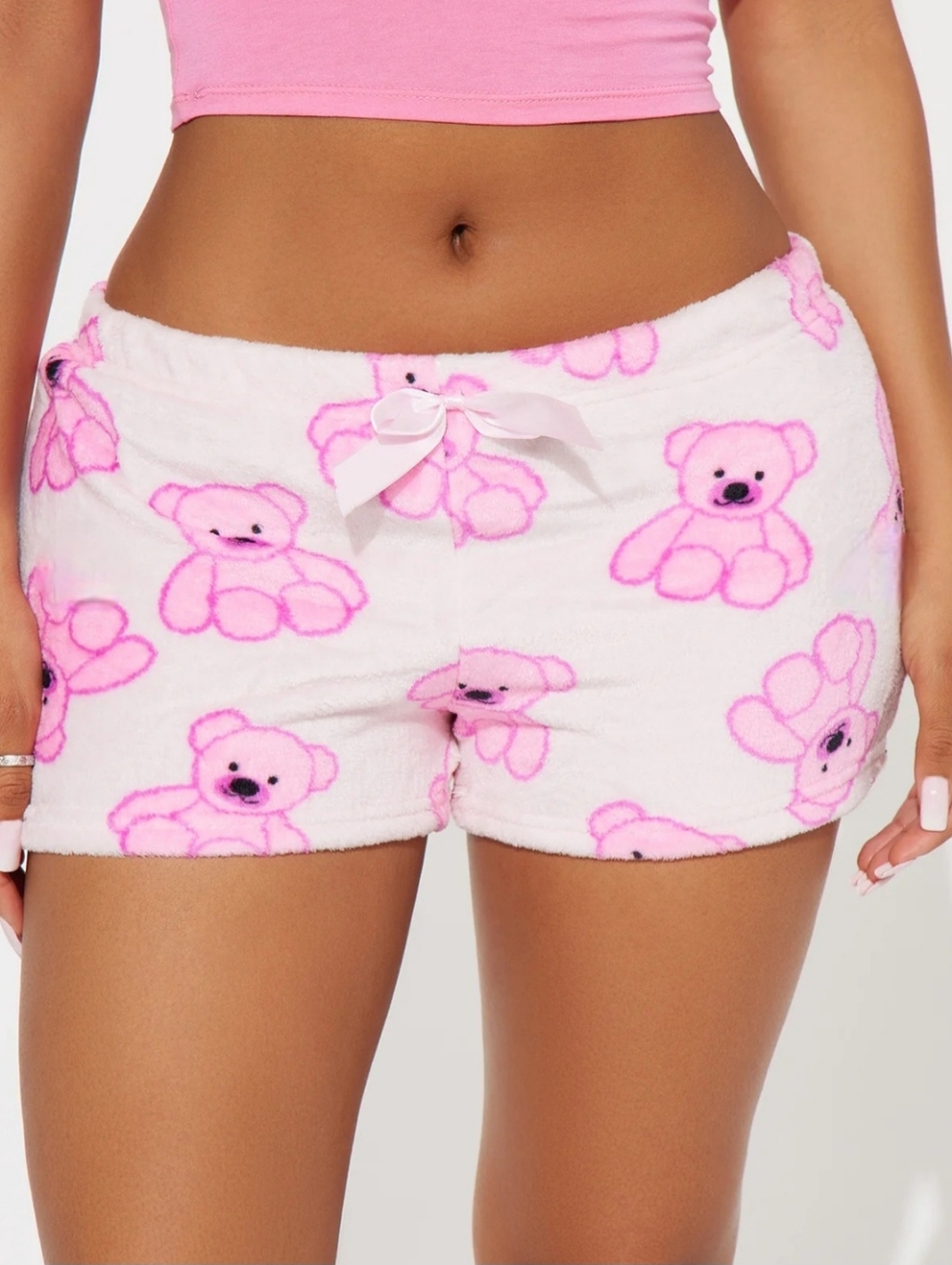 🧸🩷NWOT Not Tired "Teddy Bear🧸 Snuggles Plush Pajama Shorts Only" Pink🩷 Sz XL